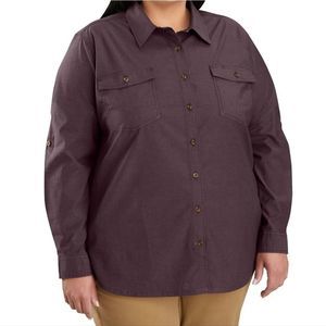 Carhartt Women's Brown Rugged Flex Button-Down Long Sleeve Bozeman Work Shirt 